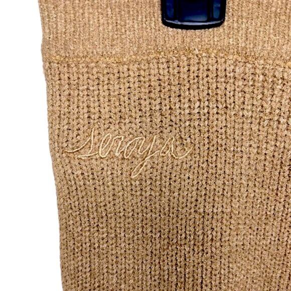 NWT SER•O•YA Brown London Pants Knit Flare High Rise Slight V Waist Size Large‎ - Picture 7 of 15